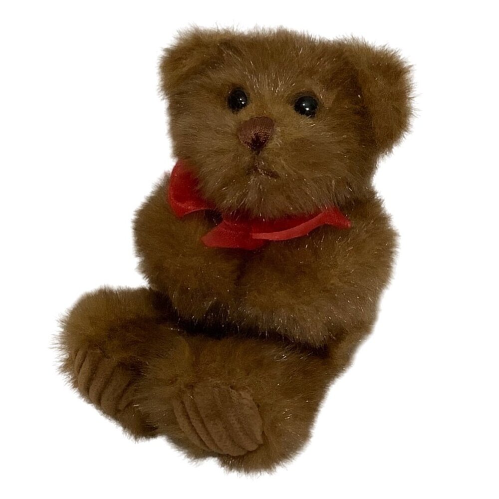 Rinky Dinky Minky Teddy Bear Plush First & Main Plush 7" Red Bow‎ Hand Held